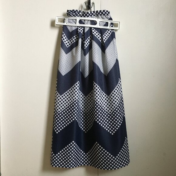 Vintage Handmade Zig-zag & Polka Dots Pleated Midi Skirt - Picture 7 of 14